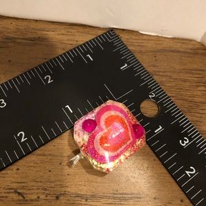 Handmade holo heart on gold glitter resin charm